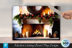 Rustic Mantle with Natural Greenery Candles Cutting Board Product Image 1