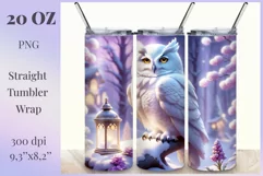 Sublimation Tumbler Wrap 3D White Owl / Png file Product Image 1