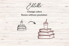 Hand Drawn Books Stack With Coffee Cup SVG Product Image 2