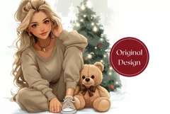 Christmas Tree Tumbler Wrap, Christmas Blonde Girl Tumbler Product Image 2