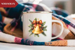 Cartoon Christmas Bell Illustration, Gold Christmas PNG Product Image 2
