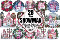 Pink Snowman Clipart Bundle PNG Product Image 1