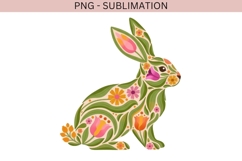 Floral bunny png design for T-shirts Product Image 2