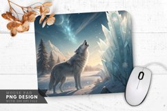 Winter&#039;s Howl Wolf in a Crystal Forest Mouse Pad PNG Design Product Image 1