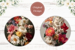 Art Flowers Car Coaster Template, Flowers Coaster PNG Product Image 2