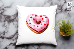 Heart Shaped Pink Donut Clipart Sublimation PNG Product Image 2