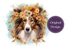 Watercolor Collie Dog Tumbler Wrap PNG, Dog Sublimation Product Image 2