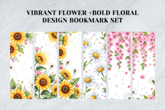 Vibrant Flower &amp; Bold Floral Bookmark Set,Bright Modern Product Image 2