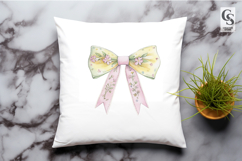 Watercolor Floral Bow Clipart PNG Product Image 3