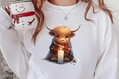 Cute Christmas Highland Cow Clipart, Christmas PNG Product Image 2