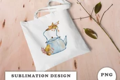 Watercolor Cozy Autumn Teapot sublimation PNG Product Image 2
