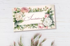 Flower cards, invitations with watercolor roses PNG, JPEG Product Image 4