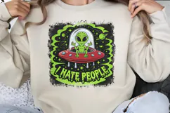 I hate people PNG, Funny UFO Alien Sublimation PNG Product Image 3