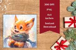 Christmas Square Coasters, Winter Fox Sublimation Designs Product Image 2