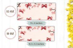Cartoon Bows Mug Wrap Design, Floral Mug Sublimation Product Image 2