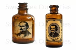 Edgar Allan Poe, Bottles, Ephemera, PNG, watercolor, Clipart Product Image 2