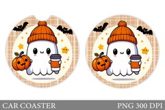 Cute Ghost Car Coaster. Cute Halloween Car Coaster Product Image 1