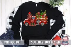 Christmas Gingerbread mans PNG Sublimation Red Truck Retro Product Image 3