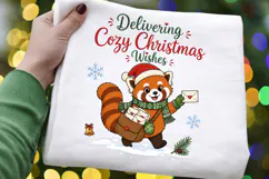 Delivering Cozy Christmas Wishes PNG, Christmas Red Panda Product Image 3