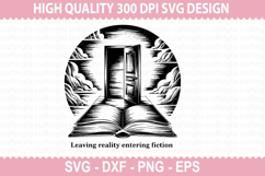 Leaving Reality Entering Fiction - Books Lover SVG Design Product Image 1