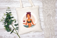 Cartoon Yoga Illustration, Wine Yoga Sublimation PNG Product Image 2