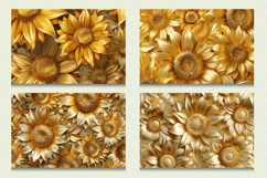 Gold 3D Sunflowers Cutting Boards sublimation Design Product Image 2