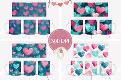 Pink Hearts Mug Designs, Watercolor Love Mug PNG Product Image 2
