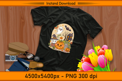 Cute Halloween Scene with Ghosts, Pumpkins, and Witch Hat Product Image 2