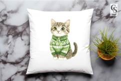 Cute Shamrock Sweater Cat Clipart Sublimation PNG Product Image 2