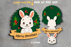 Hare Christmas Ornament SVG laser cut file for Glowforge Product Image 2