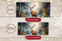 Watercolor Deer Mug Wrap Design, Christmas Coffee Cup Design Product Image 2