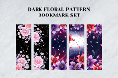 Dark Floral Pattern Bookmark Set,Gothic Flowers Stationery Product Image 2