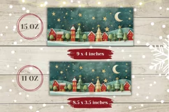 Christmas Mug Wrap PNG, Christmas Village Mug Design Product Image 2