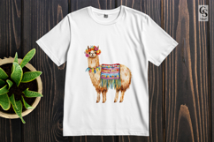Boho Floral Llama Watercolor Clipart Sublimation PNG Product Image 2