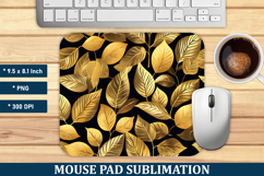 Gold Leaves Pattern Mouse Pad | Mouse Pad Sublimation Product Image 1