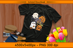 Cute Christmas Ghost Cat and Pumpkin House PNG Product Image 2