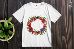 Watercolor Chili Pepper Floral Wreath Clipart PNG Product Image 2