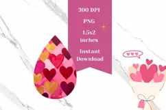 Love Heart Teardrop Earrings, Valentine Earrings Sublimation Product Image 2
