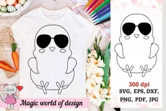 Easter Coloring Shirt Svg, Chicken in sunglasses svg Product Image 1