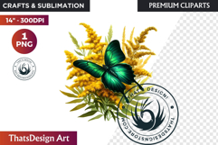 Autumn Butterfly and flower Clipart: Moody Floral PNG Product Image 1