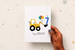 Seventh Birthday Excavator | Happy Birthday Card | EPS SVG Product Image 2