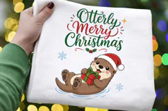 Cute Christmas Otter PNG,Otterly Merry Christmas Sublimation Product Image 2