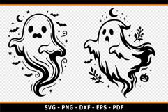 Halloween SVG, Funny Spooky Ghost SVG, Ghost Faces Clipart Product Image 2