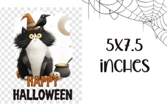 Spooky Halloween Cat Towel, Cartoon Halloween Black Cat PNG Product Image 2