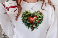 Christmas Hearts Watercolor Clipart, Christmas PNG Product Image 2