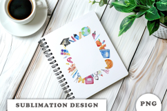 Watercolor School Supplies Frame png Product Image 2