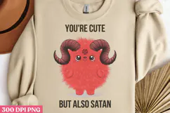 You're Cute But Also Satan PNG, Cute Baphomet Sublimation PN Product Image 3