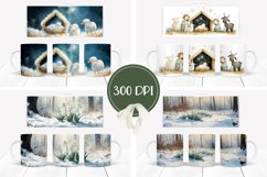 Watercolor Christmas Mug Wrap, Winter Forest Mug Sublimation Product Image 2