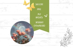 Pink Roses Round Earrings PNG, Floral Round Earrings Product Image 2