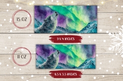 Christmas Wolf Mug Wrap, Northern Lights Mug Sublimation Product Image 2